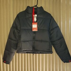 Topo Designs Mountain Puffer Blsck Jacket Fall Winter Mid Rise Sz L
